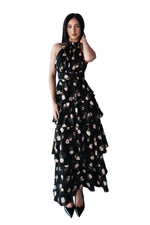 Anna Floral Maxi Dress - Black