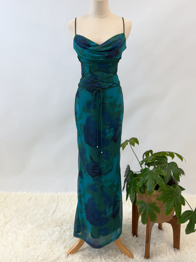 Blossom Maxi Dress - Teal Green