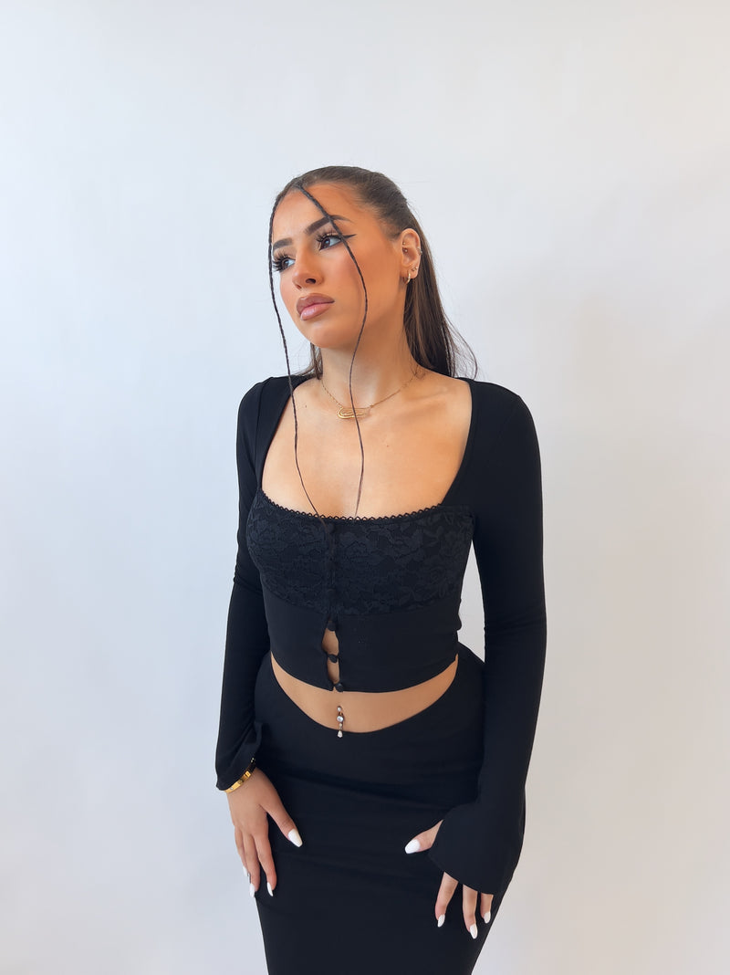 Deborah Knit Top - Black