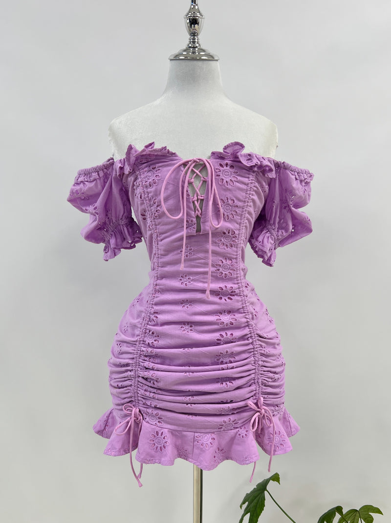 Amelia Floral Mini Dress - Purple