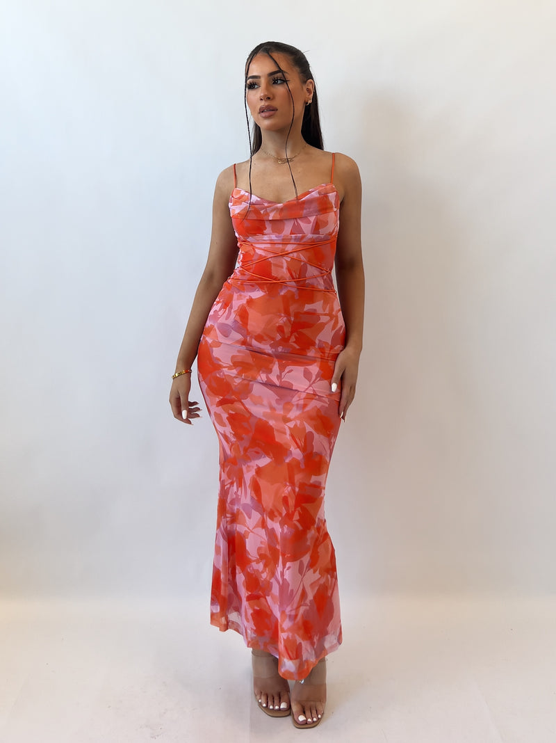 Blossom Maxi Dress - Dark Orange