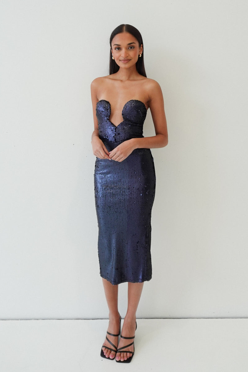 Marguerite Midi Dress - Navy