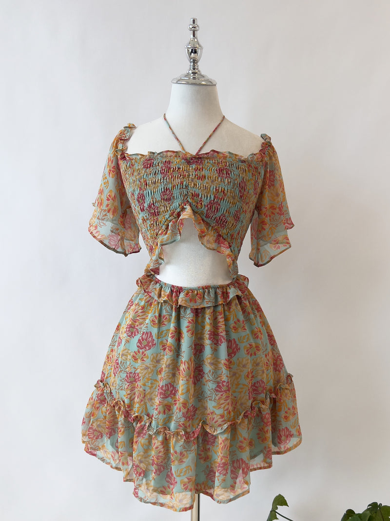 Melissa Floral Mini Dress - Mint
