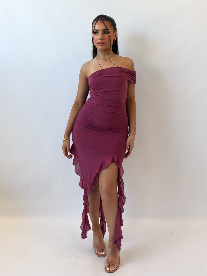 Colette Midi Dress - Dark Mauve