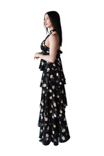 Anna Floral Maxi Dress - Black