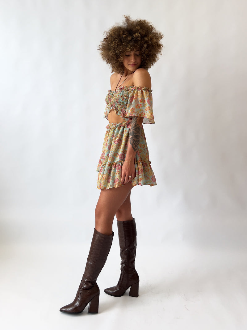 Melissa Floral Mini Dress - Mint