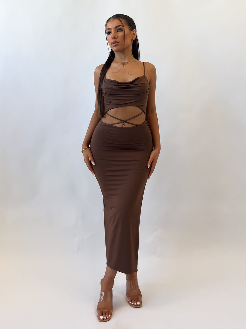 Jackson Midi Dress - Brown