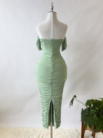 Green Off Shoulder Dress - SAMPLE SALE
