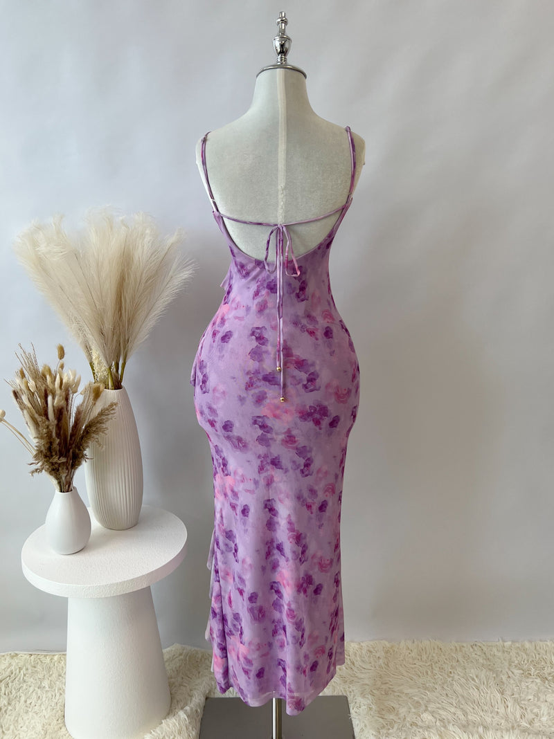 Abigail Midi Dress - Purple Florals