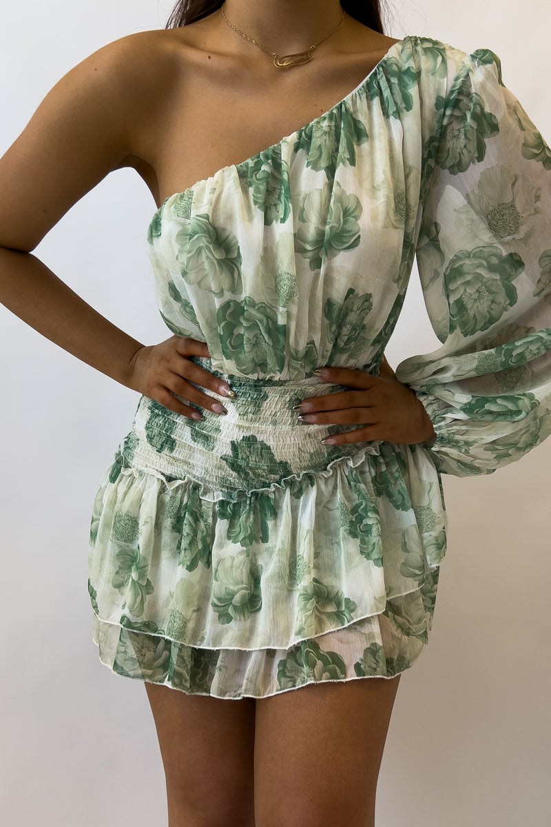 Sabrina Floral Mini Dress - Green