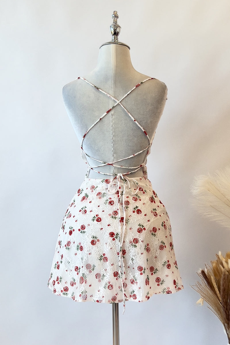 Lucia Floral Mini Dress - White