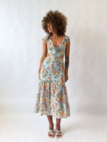 Courtney Floral Midi Dress - Blue