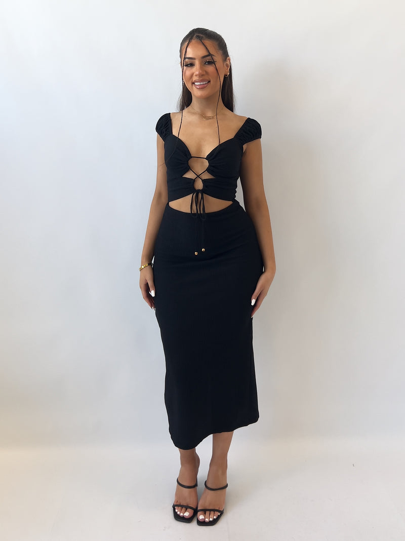 Ayanna Midi Dress - Black