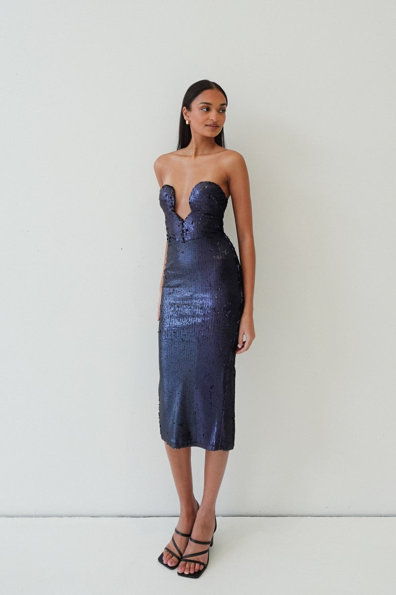 Marguerite Midi Dress - Navy