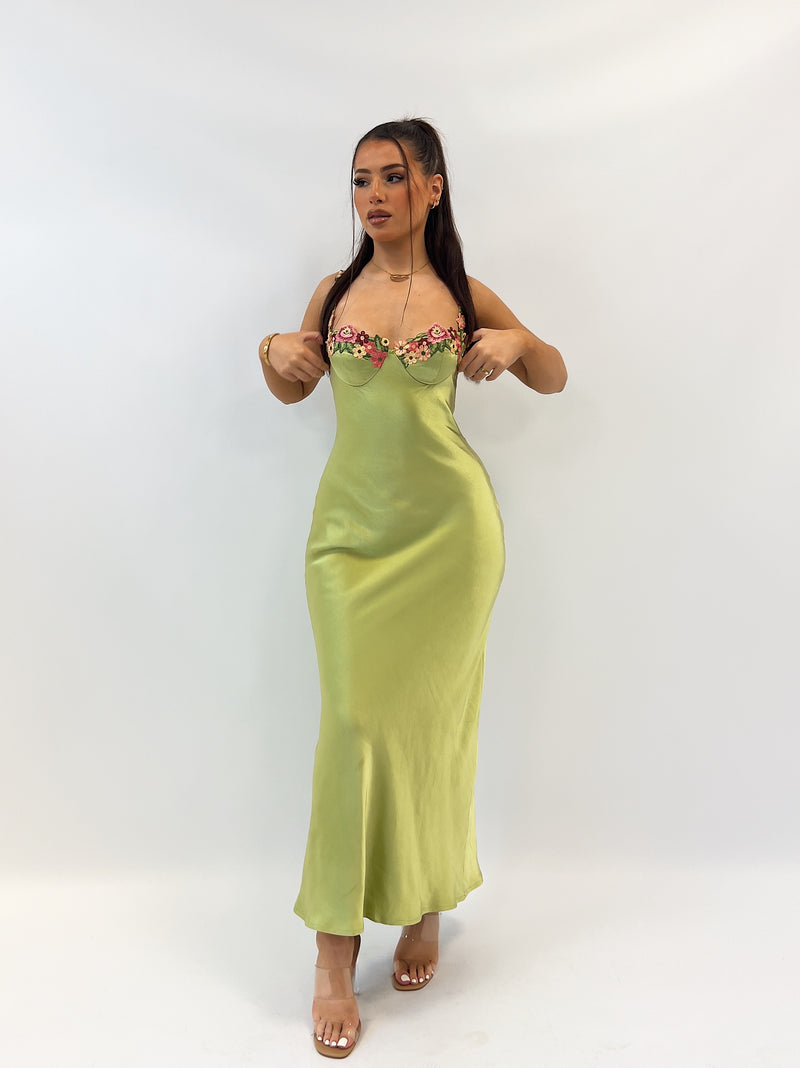 Tiana Midi Dress - Lime
