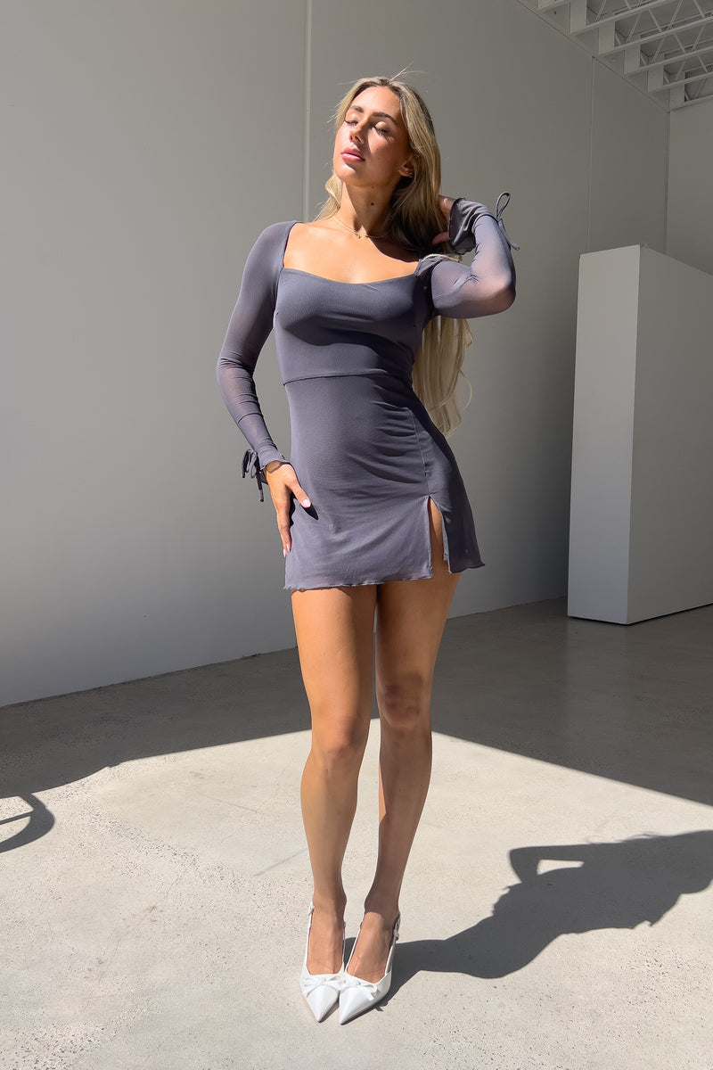 Crystal Mini Dress - Grey