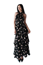 Anna Floral Maxi Dress - Black