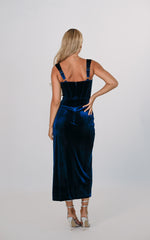 Elvissa Velvet Midi Dress - Navy