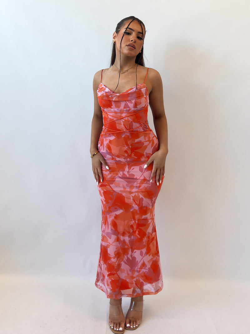 Blossom Maxi Dress - Dark Orange