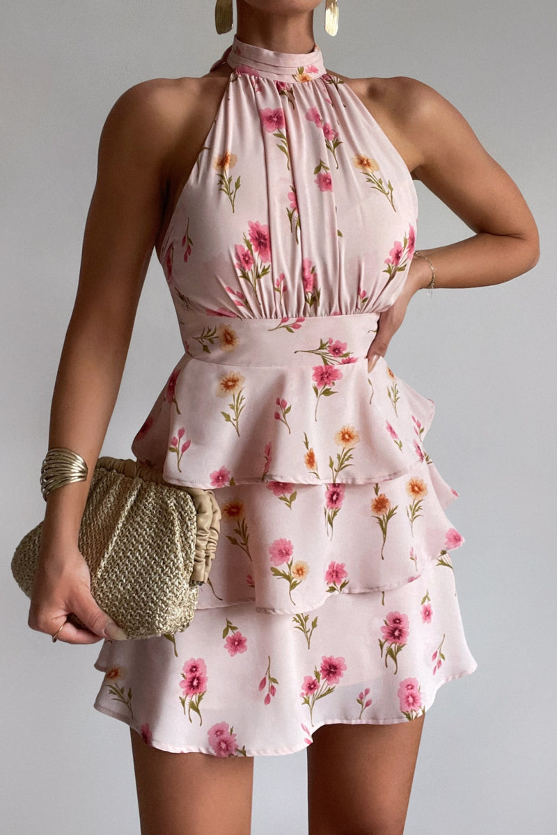 Anna Floral Mini Dress - Pink