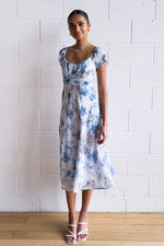 Maisha Floral Midi Dress - Blue