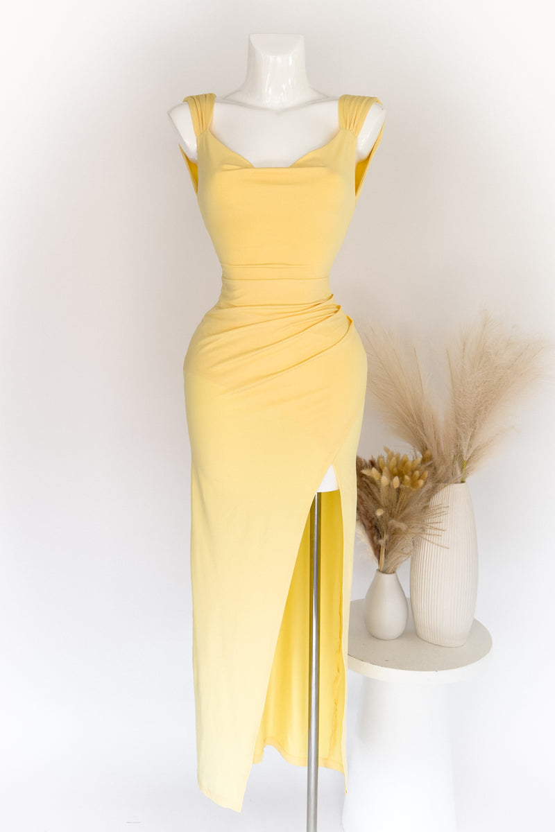 Polly Midi Dress - Lemon