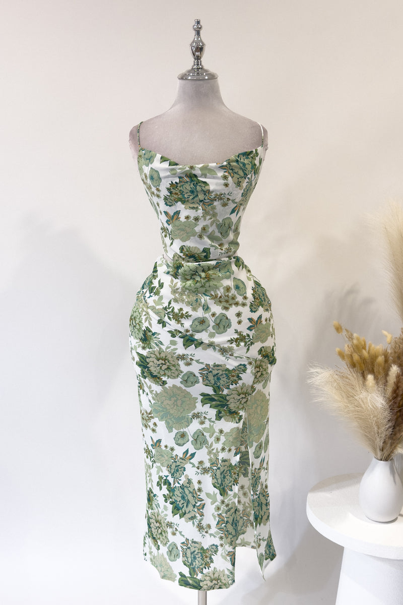 Freya Floral Midi Dress - Green