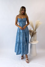 Rochelle Midi Dress - Blue/White