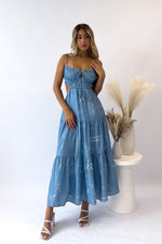 Rochelle Midi Dress - Blue/White