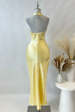 Yellow Satin Midi Dress