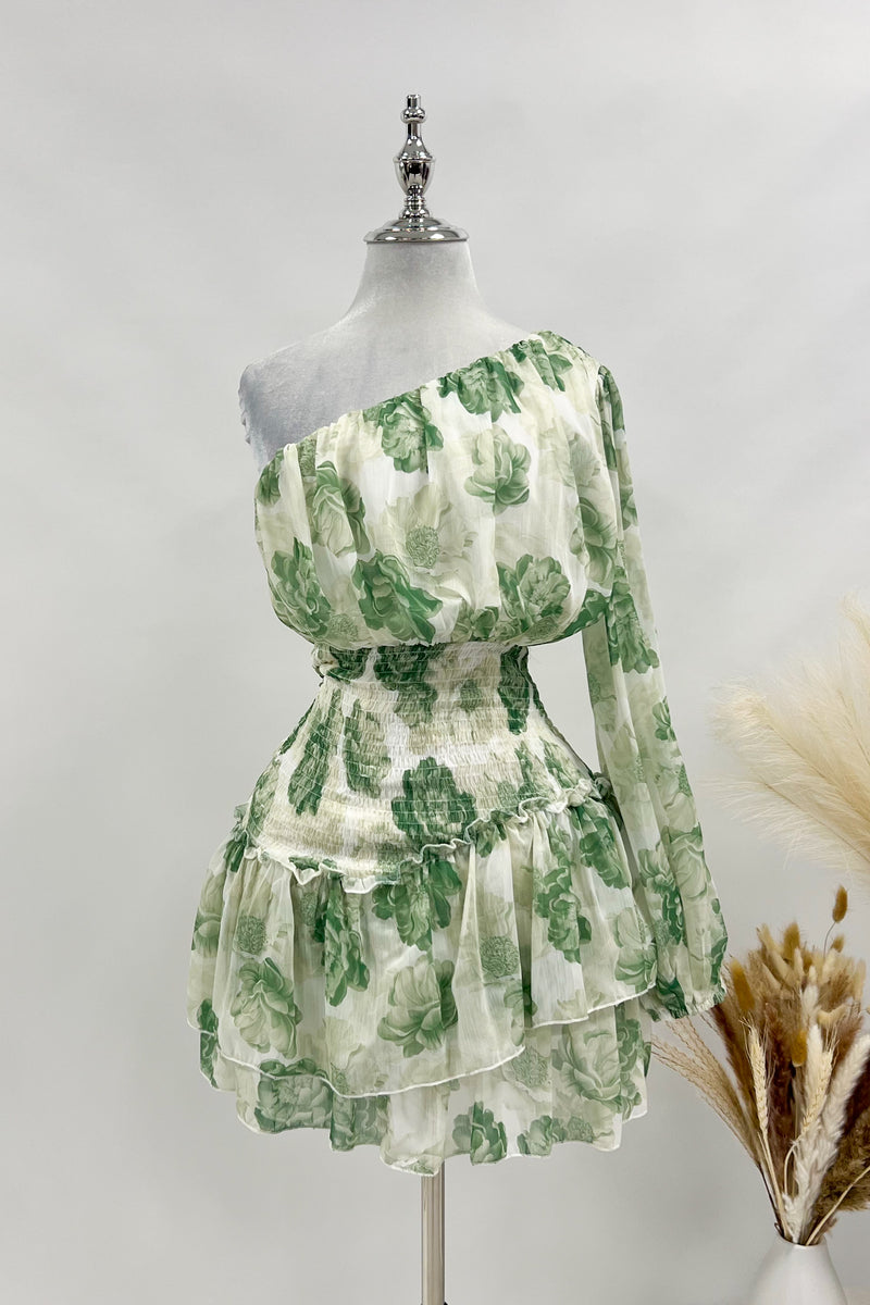 Sabrina Floral Mini Dress - Green