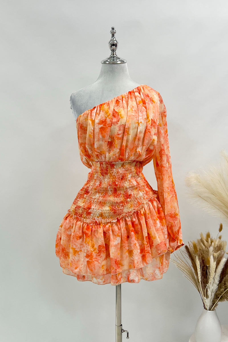 Sabrina Floral Mini Dress - Orange