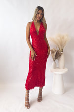 Maylone Midi Dress - Red