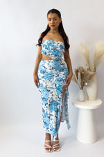 Audrina Floral Midi Dress - Blue