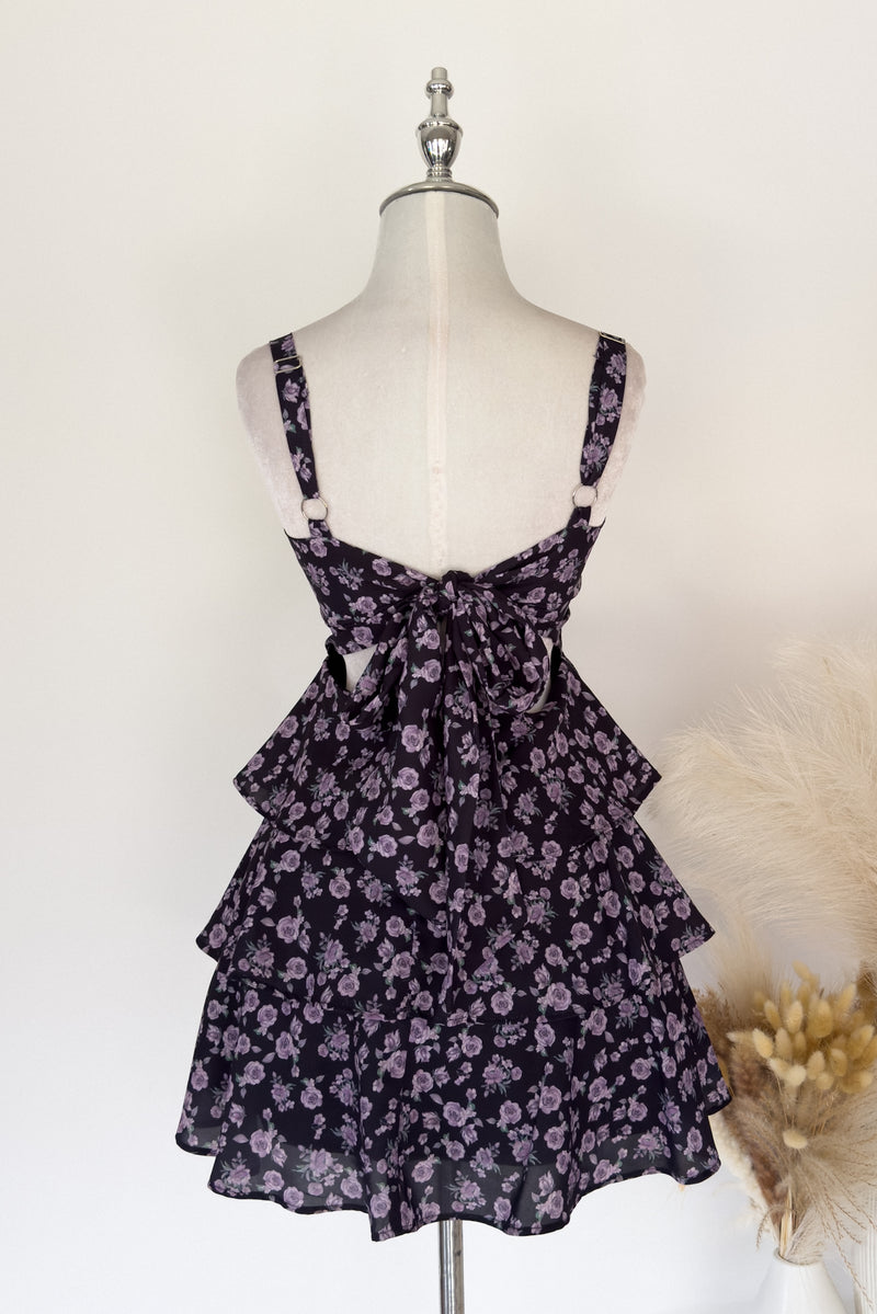 Arabella Floral Mini Dress - Purple