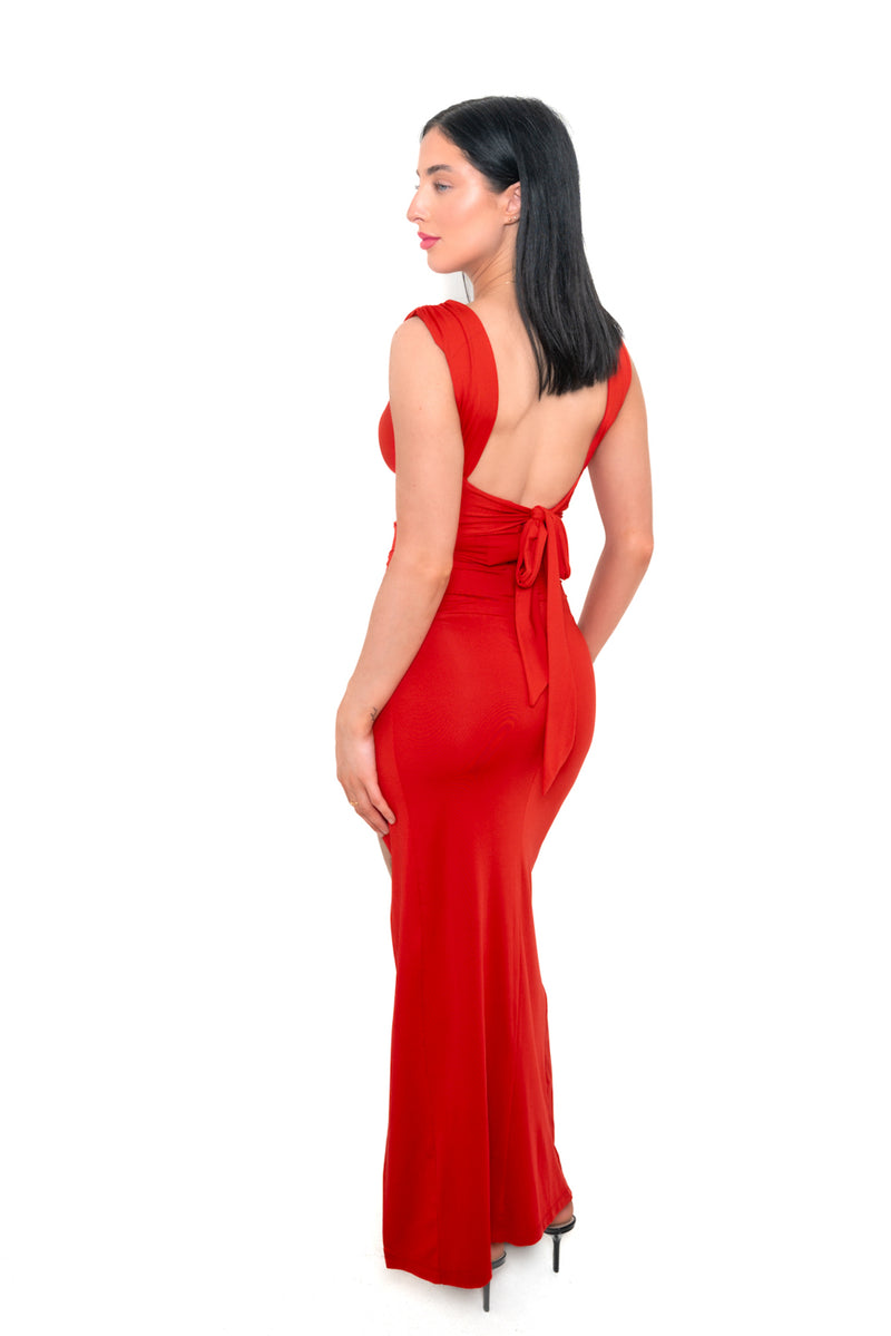 Polly Midi Dress - Red