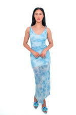 Yulia Floral Midi Dress - Blue