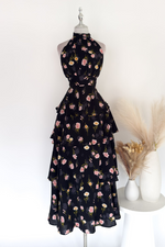 Anna Floral Maxi Dress - Black