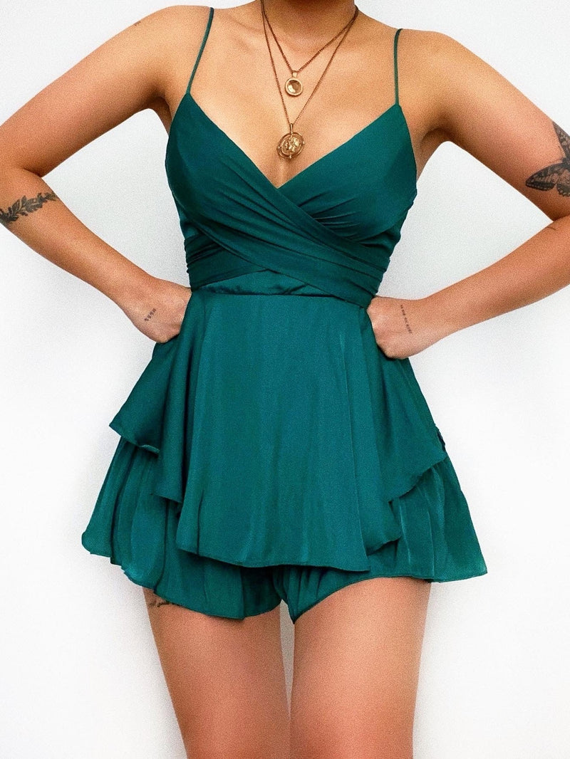 Zahira Playsuit - Forest Green