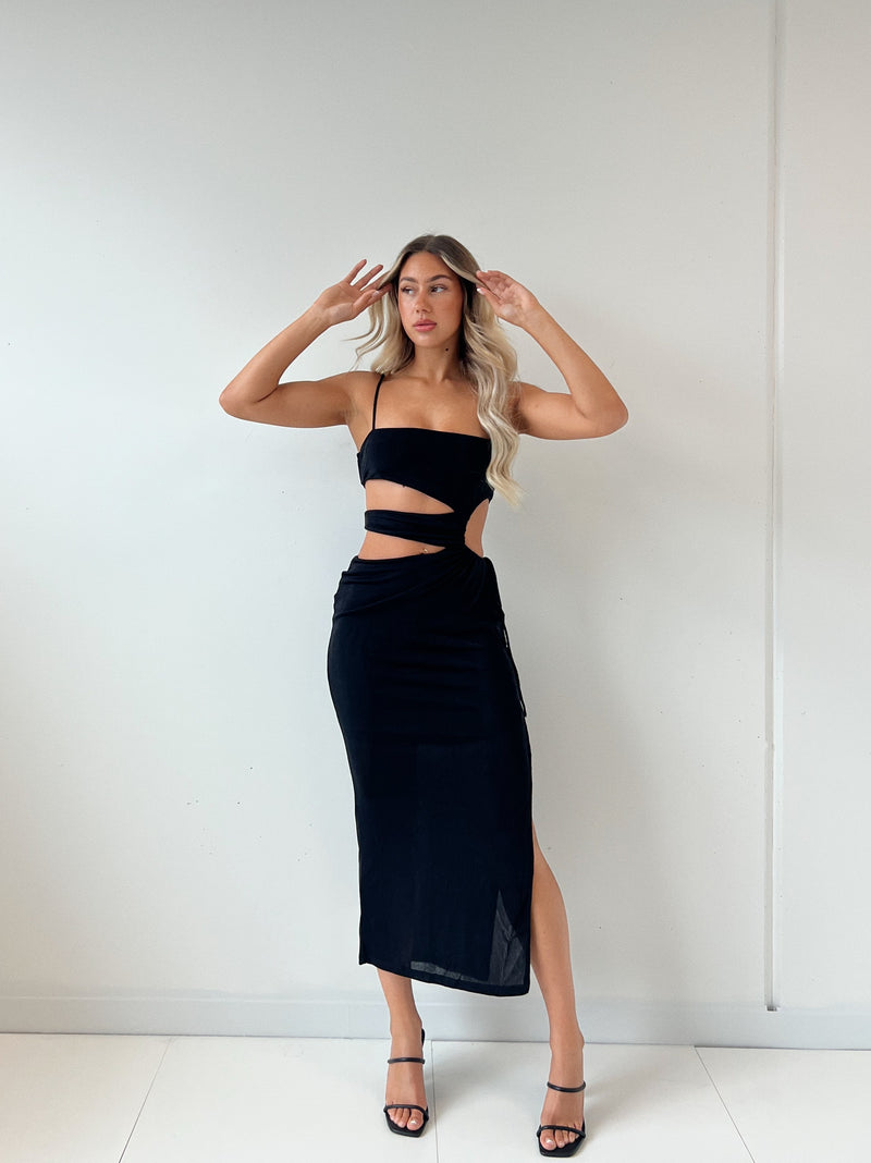 Hollie Midi Dress - Black