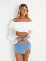 Audrey Crop Blouse - White