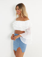 Audrey Crop Blouse - White