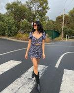 Genevieve Floral Mini Dress - Navy