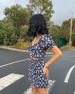 Genevieve Floral Mini Dress - Navy