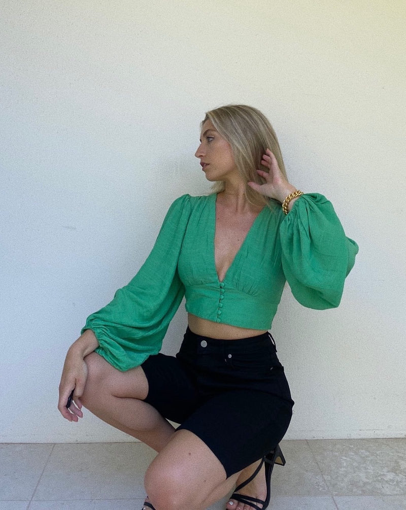 Gemma Crop Blouse - Green