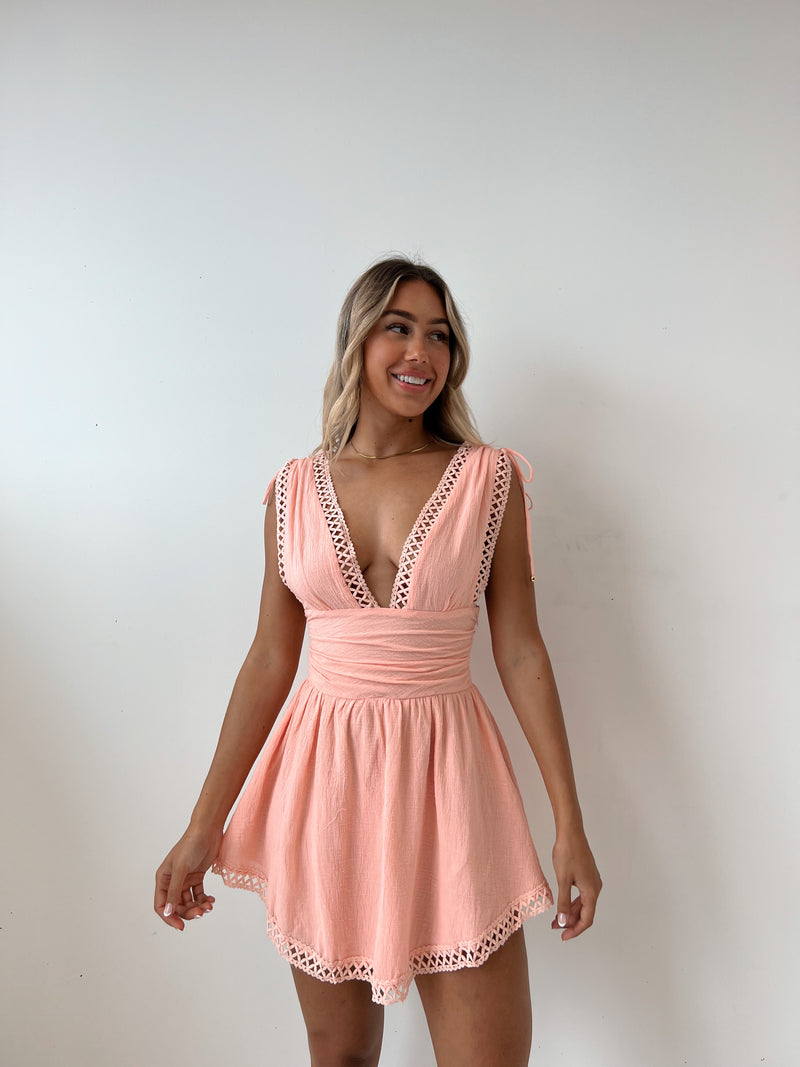 Paige Mini Dress - Peach