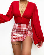 Kameli Gingham Mini Skirt - Red