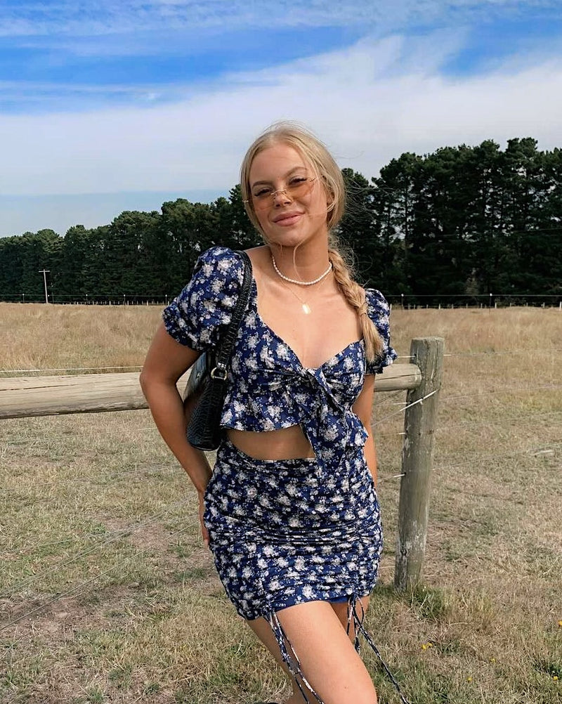 Genevieve Floral Mini Dress - Navy